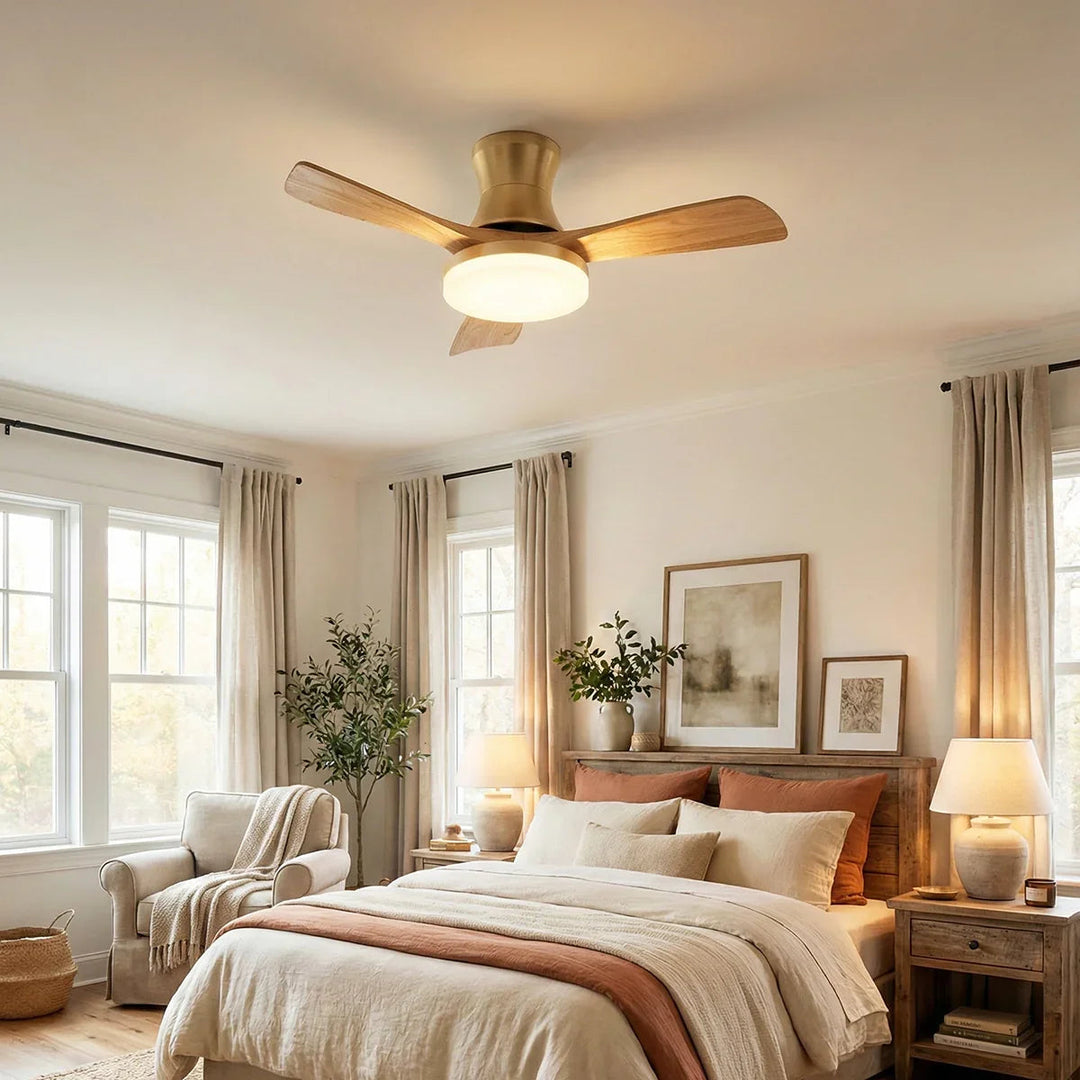 Minimalist Nordic Wooden Ceiling Fan Light