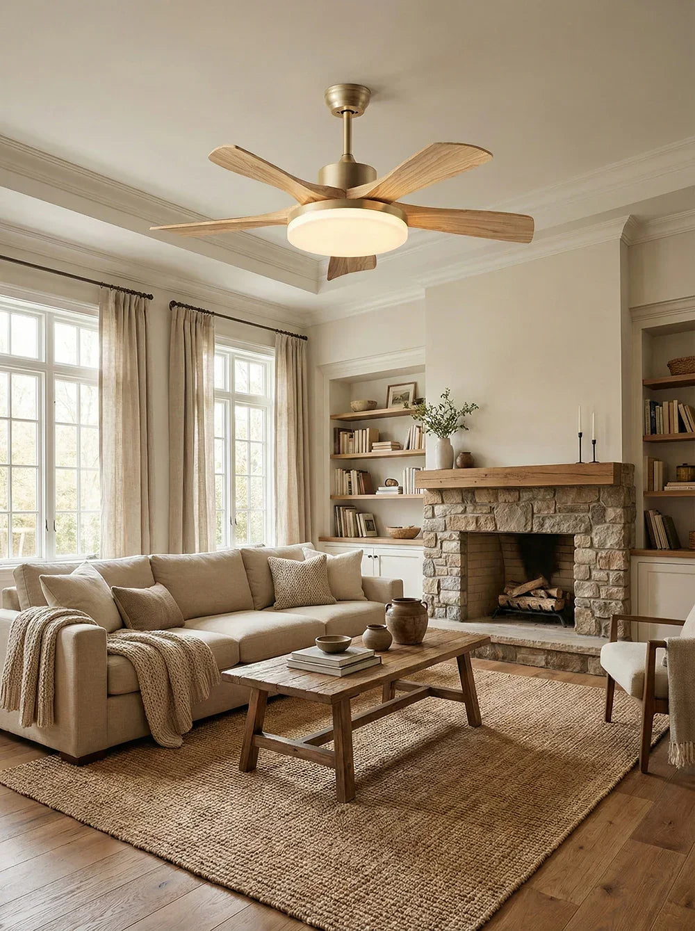 Minimalist Nordic Wooden Ceiling Fan Light