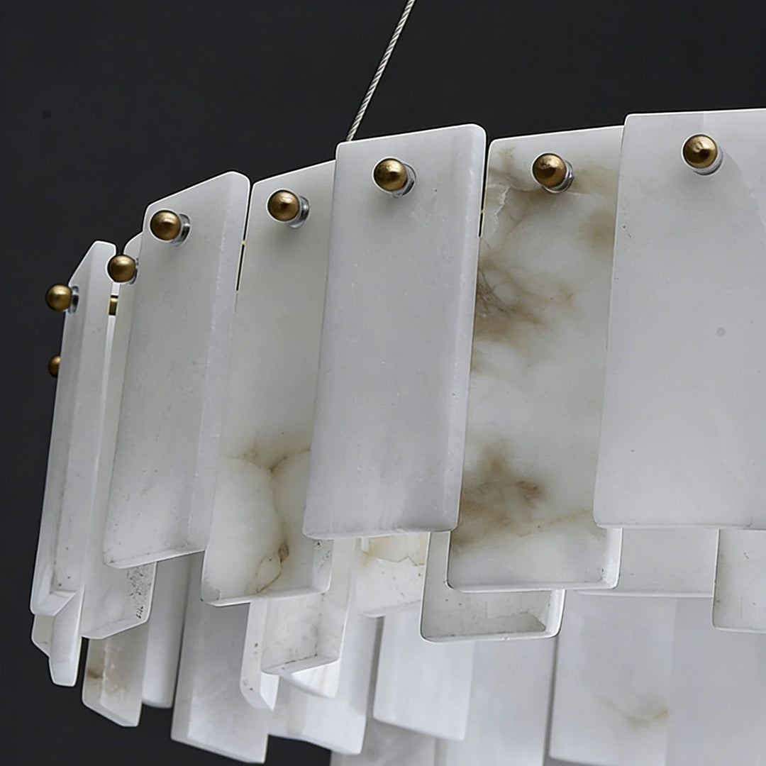 Modern Alabaster Celestial Round Chandelier