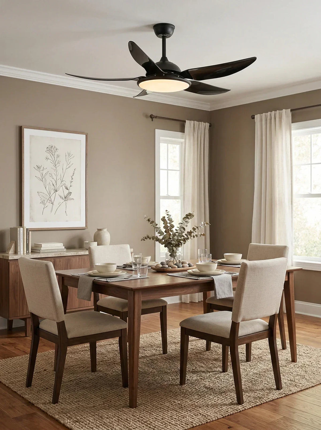 Modern Curved Blade Ceiling Fan Light