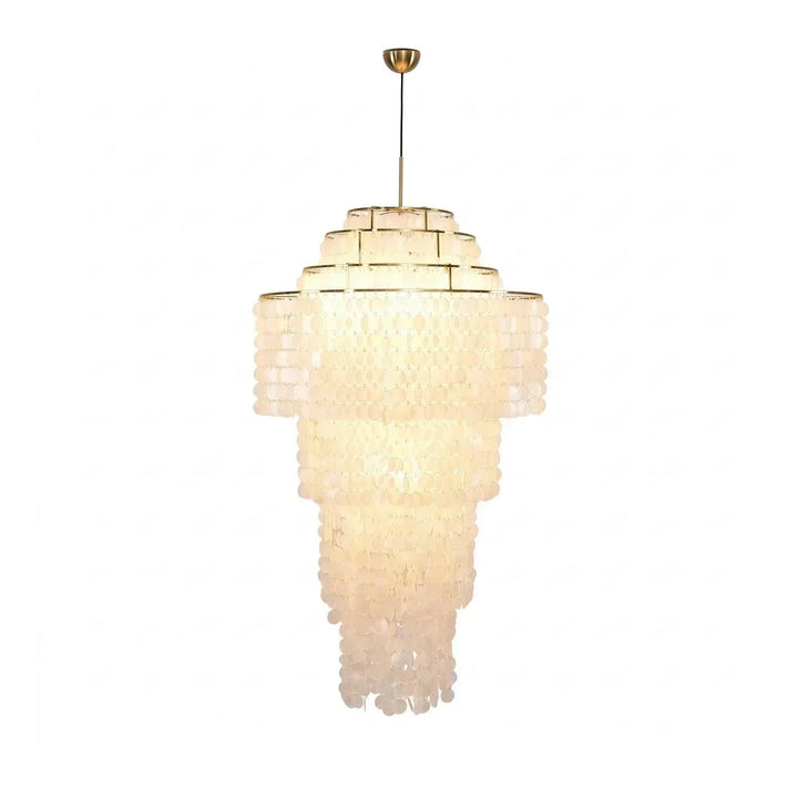 Multi-Layered Capiz Shell Cascading Chandelier