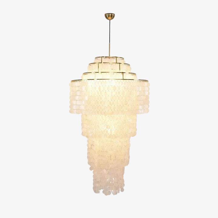 Multi-Layered Capiz Shell Cascading Chandelier