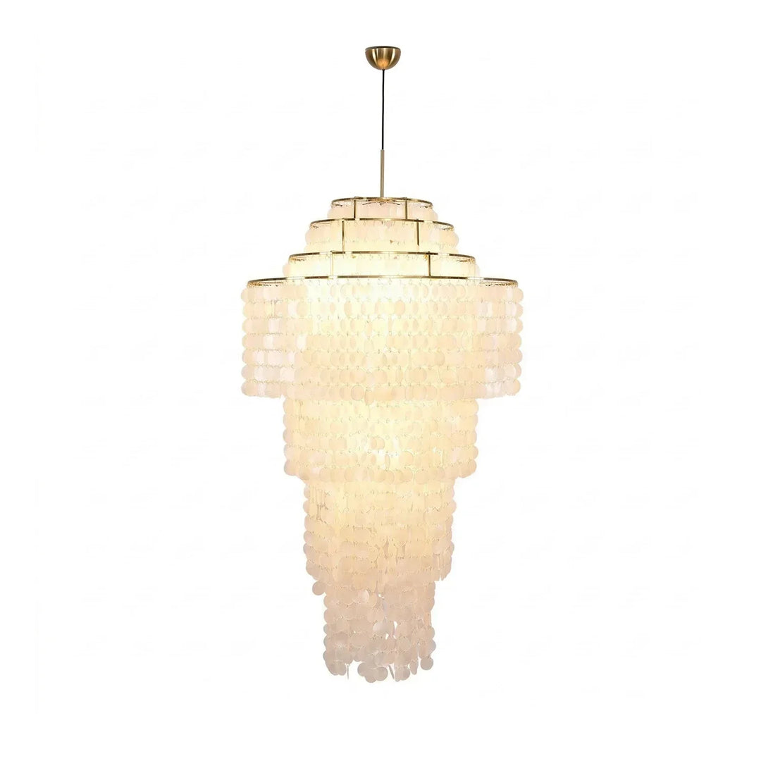 Multi-Layered Capiz Shell Cascading Chandelier