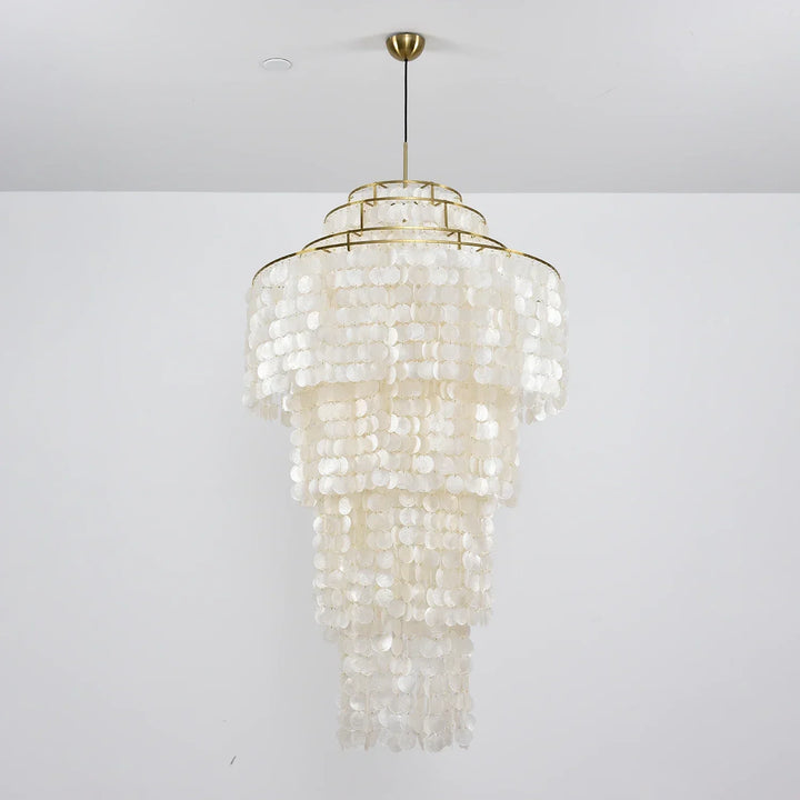 Multi-Layered Capiz Shell Cascading Chandelier