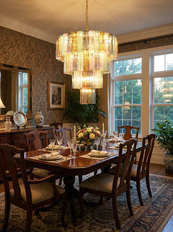 Multi Layered Stained Glass Chandelier - view 5 | Woorglamp