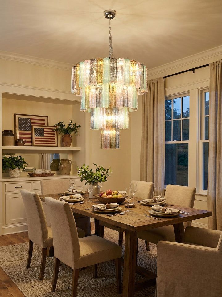 Multi Layered Stained Glass Chandelier - view 8 | Woorglamp