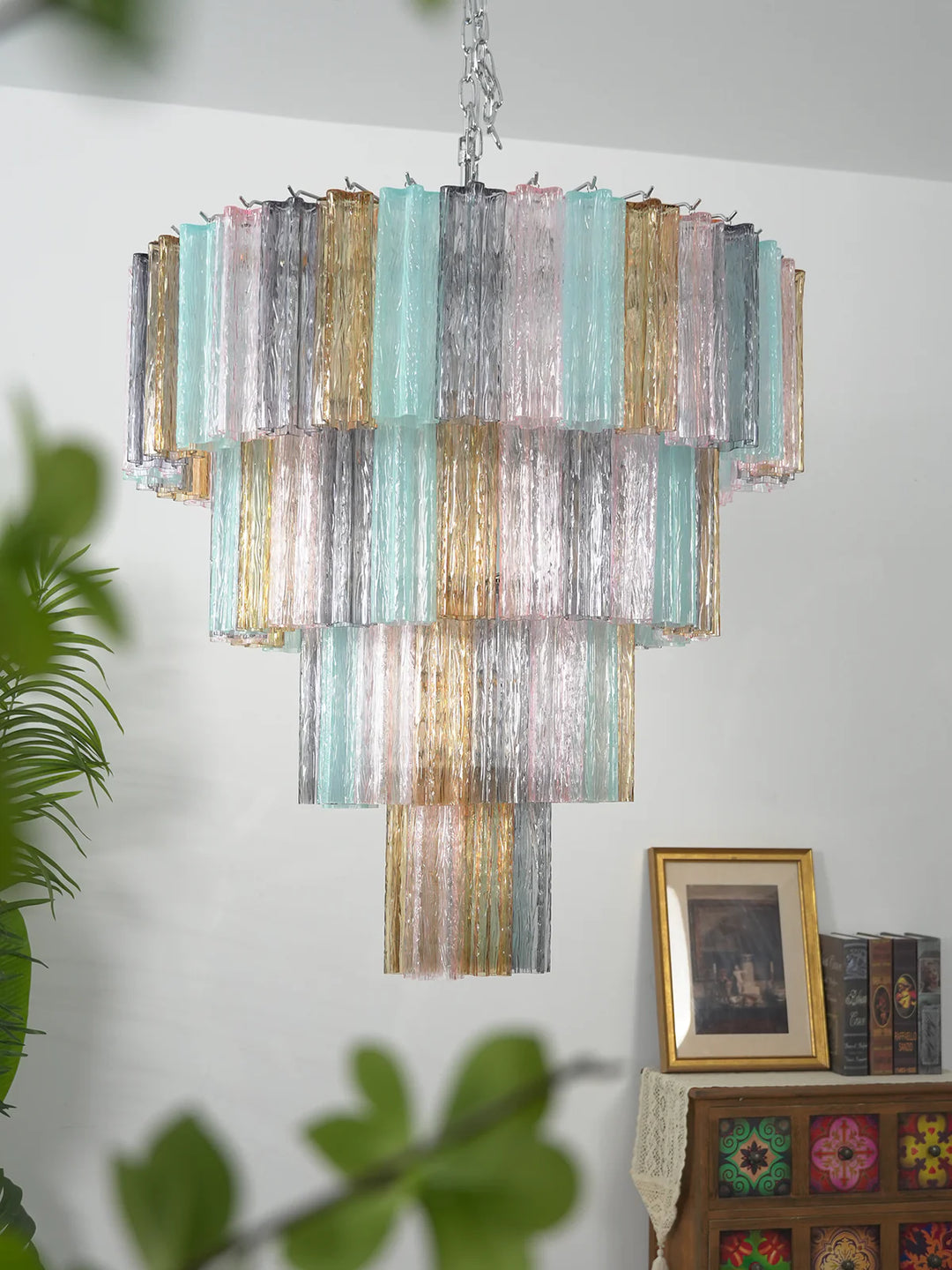 Multi Layered Stained Glass Chandelier - view 14 | Woorglamp