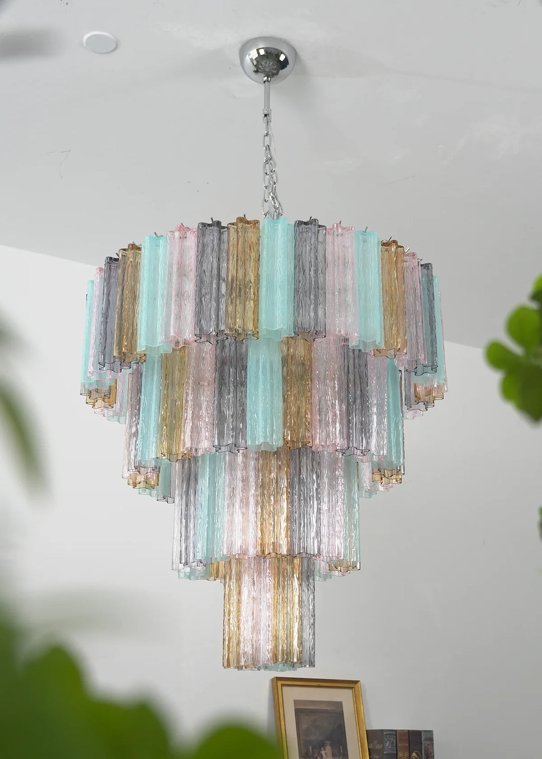 Multi Layered Stained Glass Chandelier - view 15 | Woorglamp