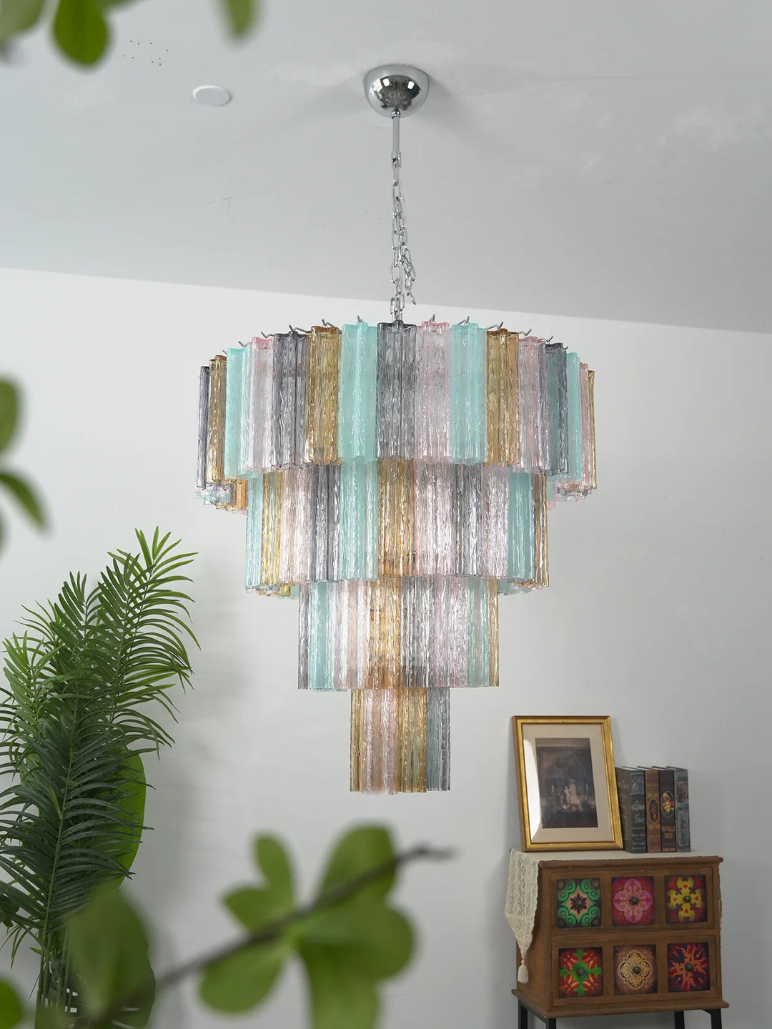 Multi Layered Stained Glass Chandelier - view 16 | Woorglamp