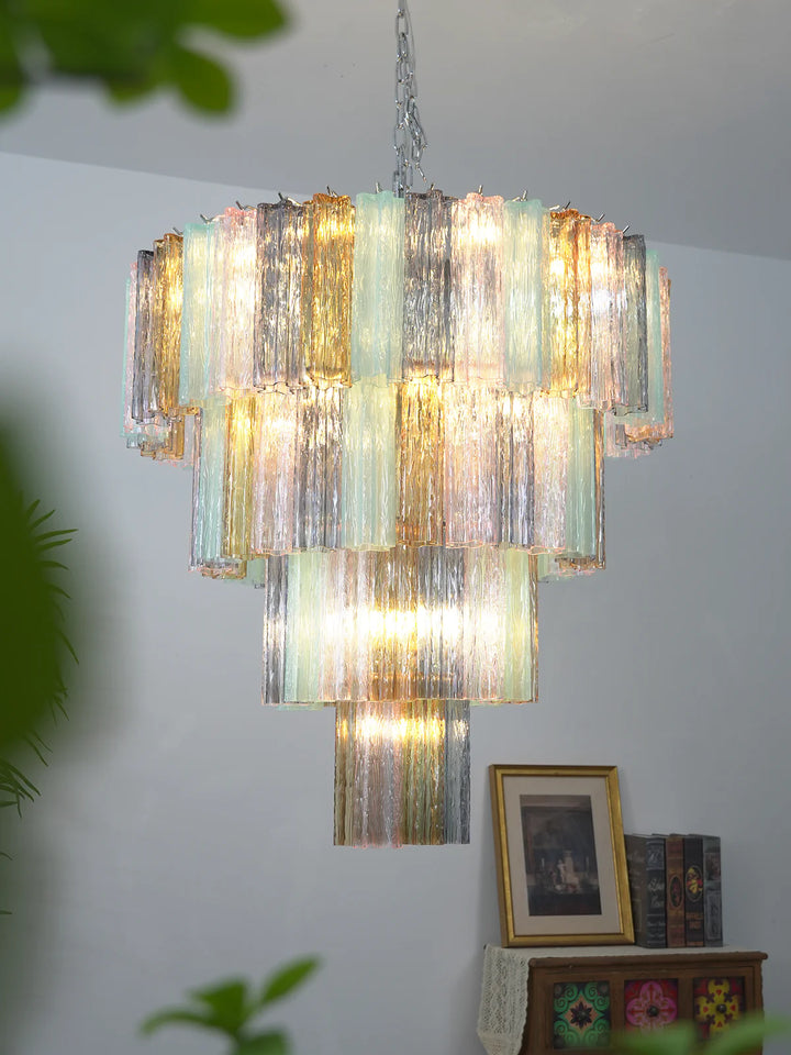 Multi Layered Stained Glass Chandelier - view 17 | Woorglamp