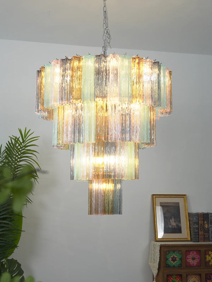 Multi Layered Stained Glass Chandelier - view 18 | Woorglamp