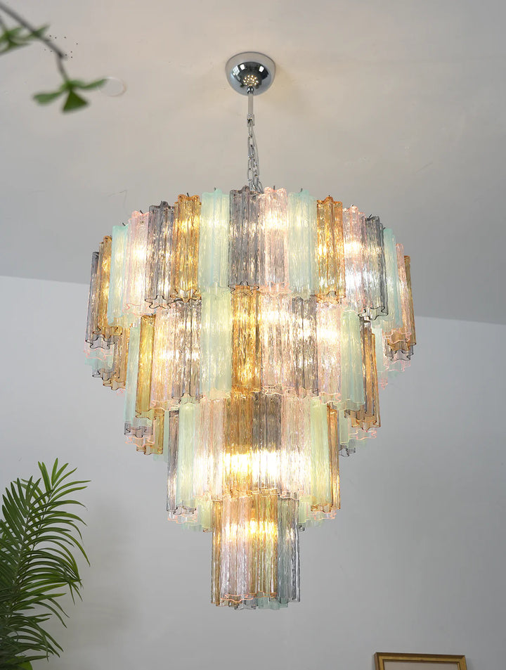 Multi Layered Stained Glass Chandelier - view 19 | Woorglamp