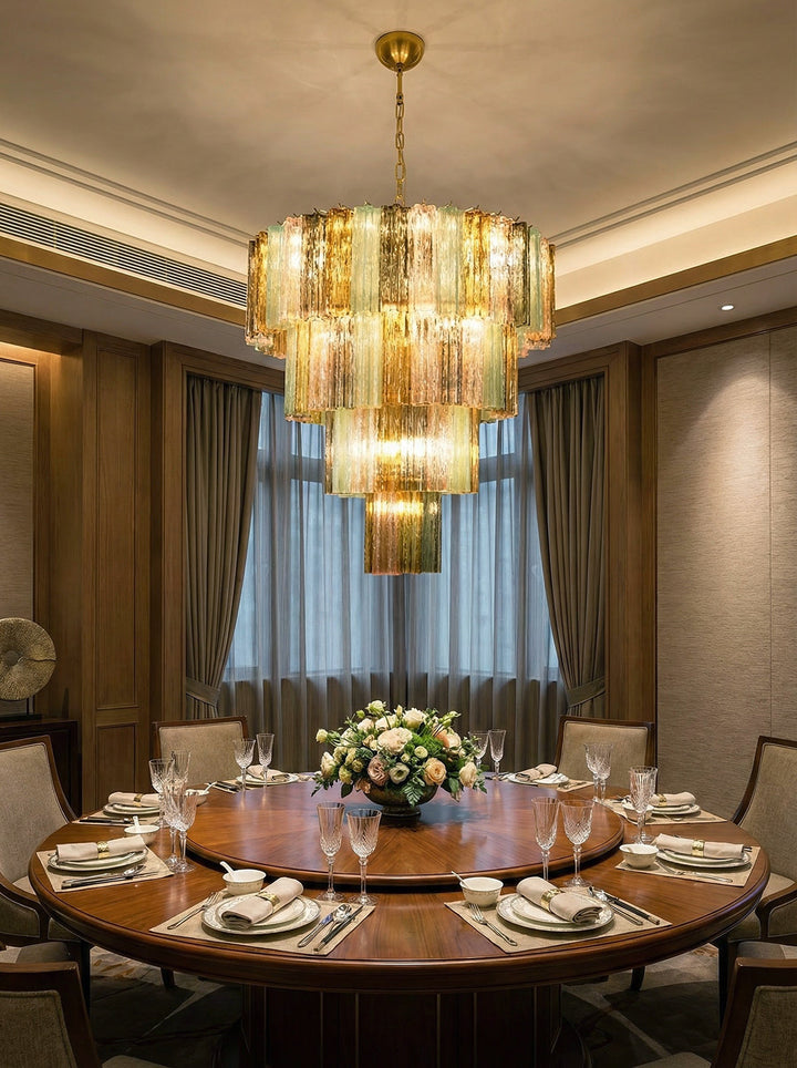 Multi Layered Stained Glass Chandelier - view 9 | Woorglamp