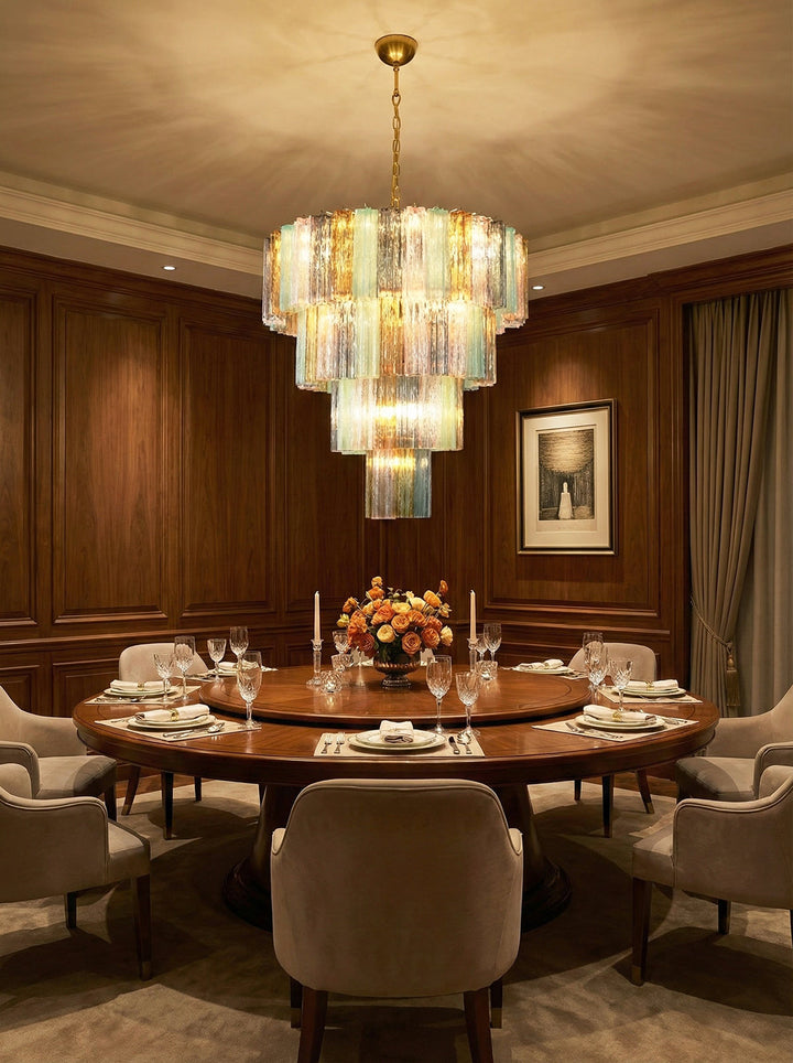 Multi Layered Stained Glass Chandelier - view 12 | Woorglamp