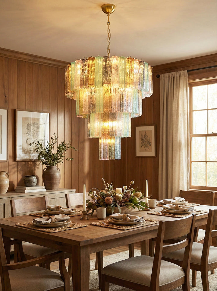 Multi Layered Stained Glass Chandelier - view 11 | Woorglamp
