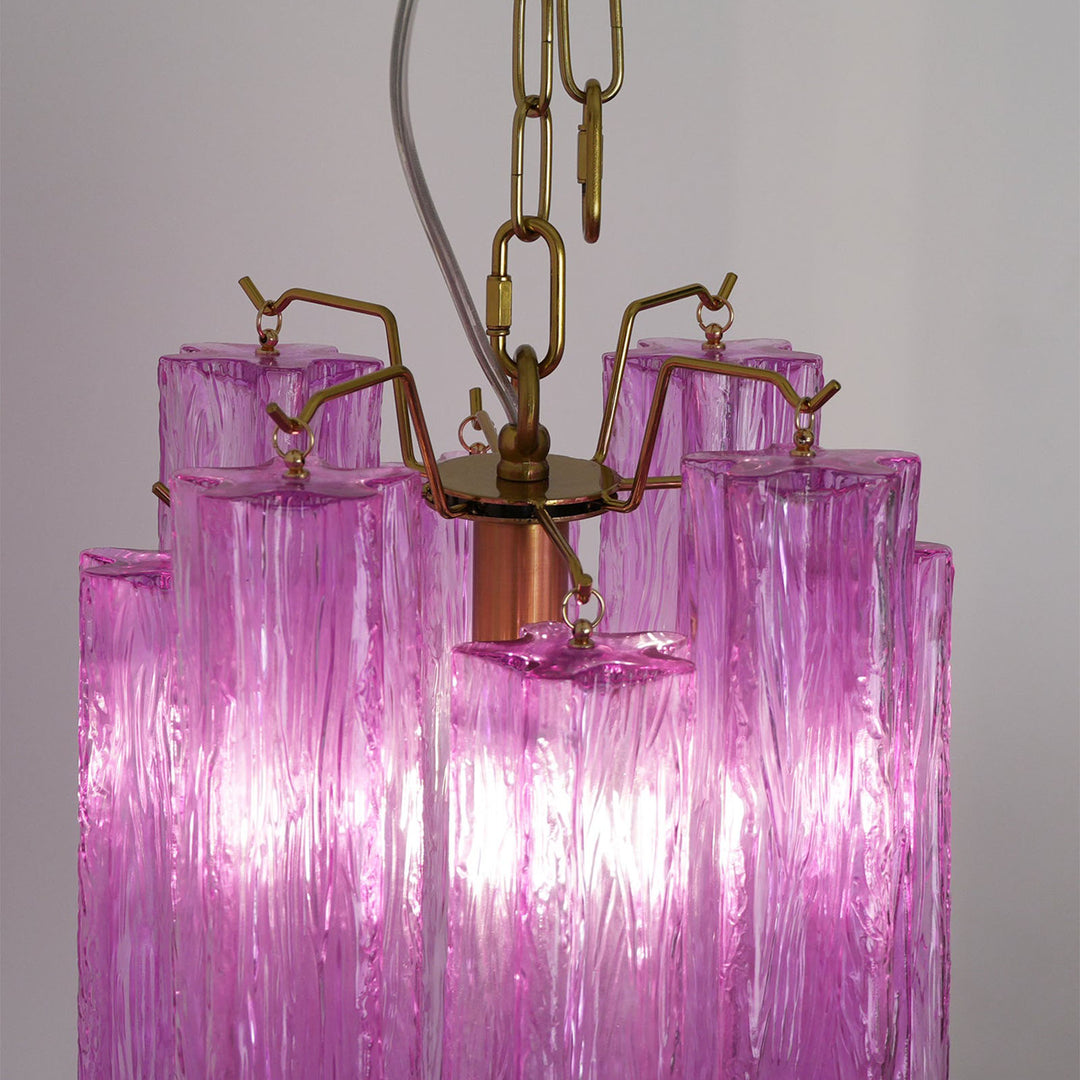 Close-up of cutting edge and hand-blown detail of murano glass tubes
