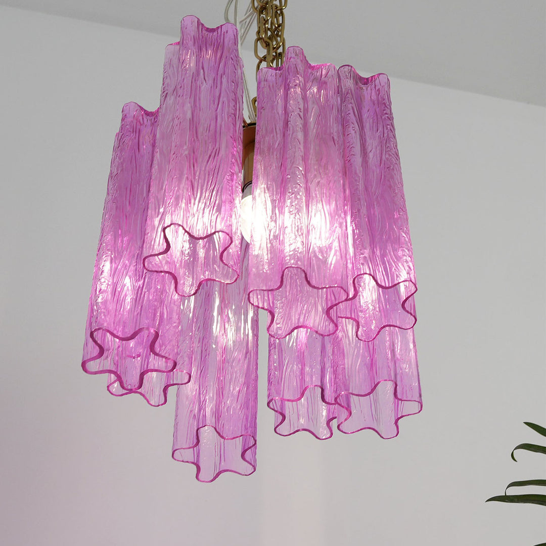Close-up of internal support structure and lamp base inside the chandelier