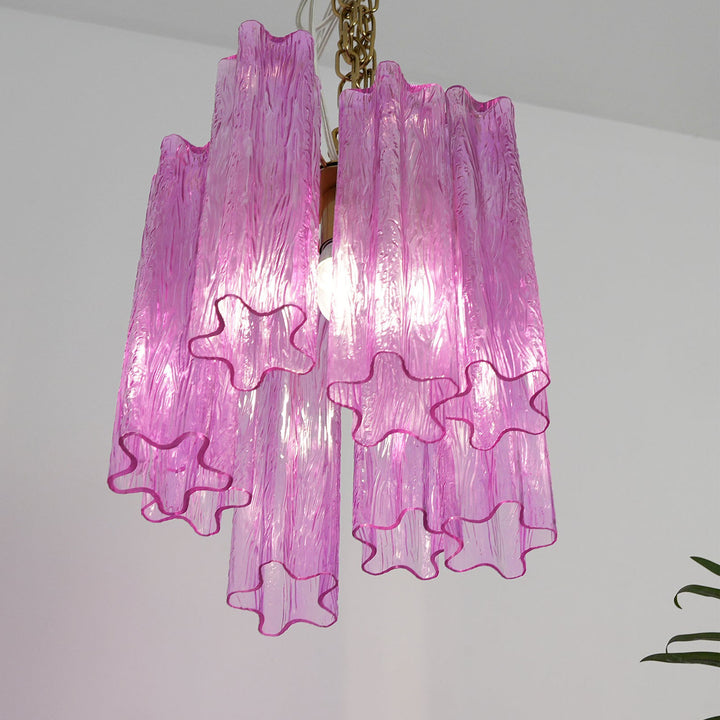 Close-up of internal support structure and lamp base inside the chandelier