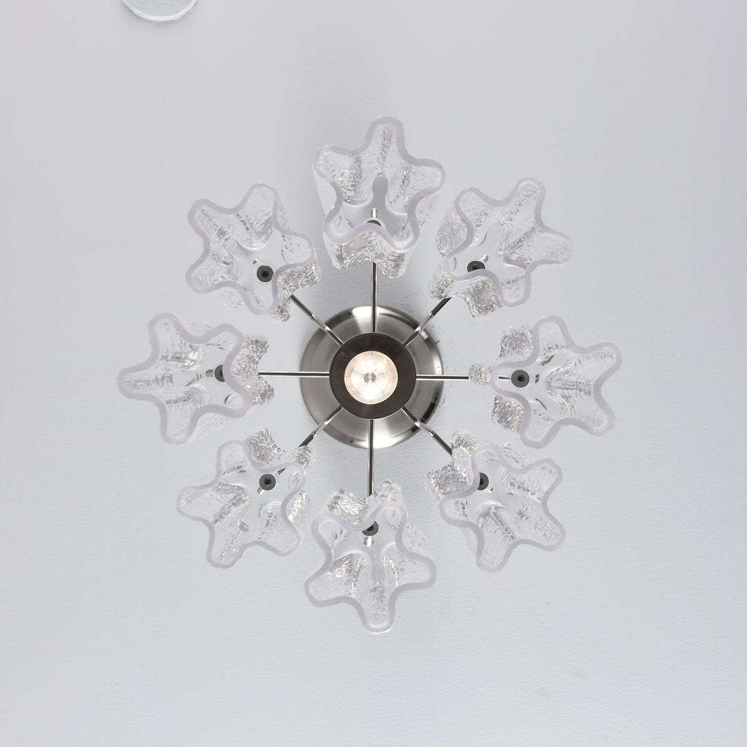 Murano Tubes Glass Chandelier viewed from below under curved ceiling design