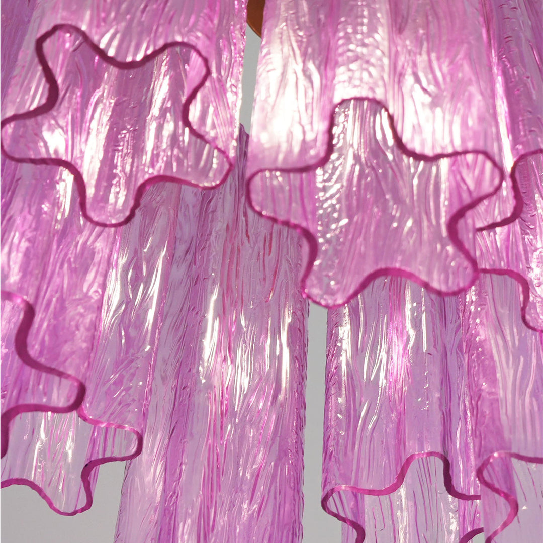 Top view close-up of upper suspension structure of Murano tubes chandelier