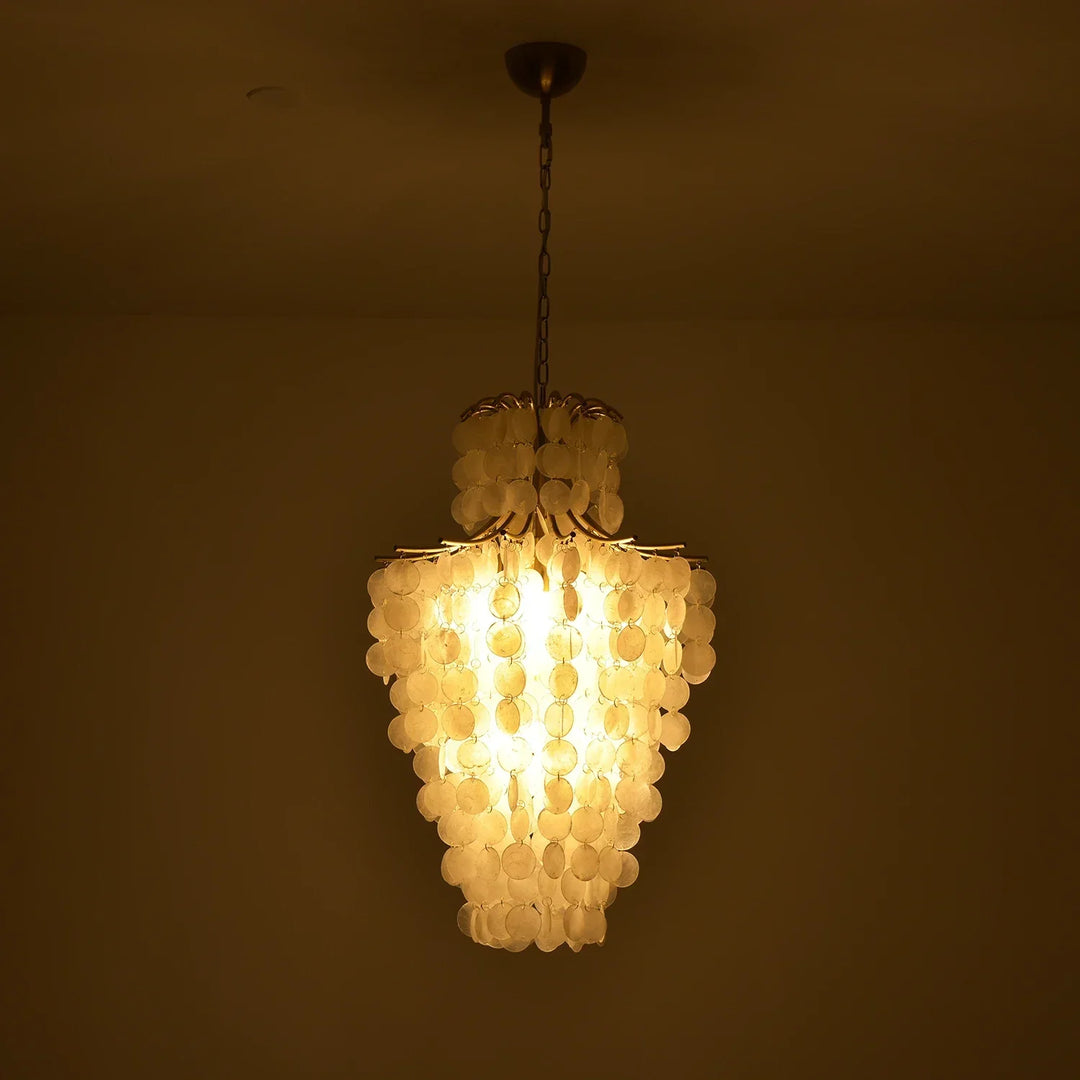 Natural Capiz Shell Tiered Chandelier
