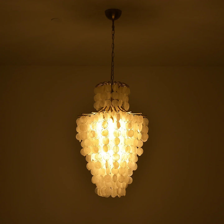 Natural Capiz Shell Tiered Chandelier