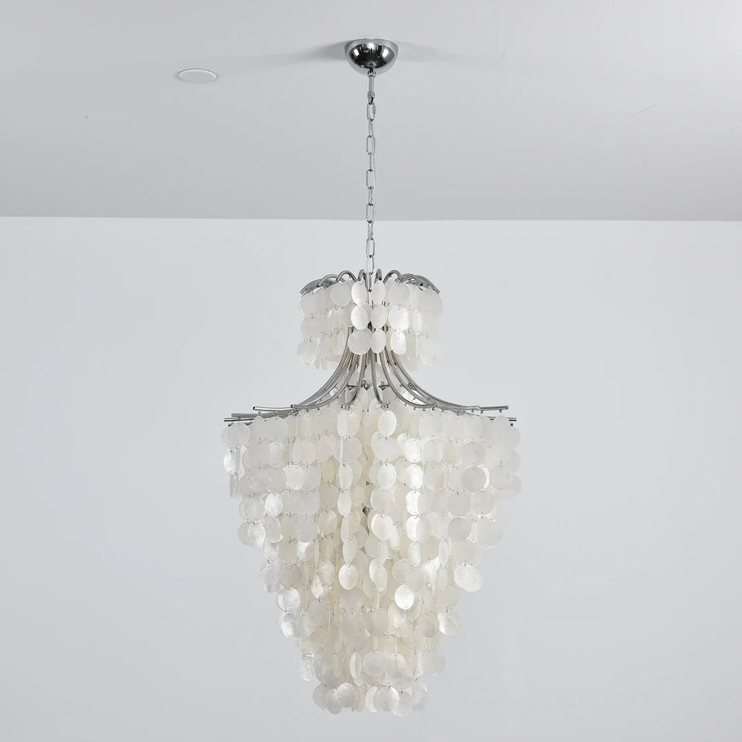 Natural Capiz Shell Tiered Chandelier