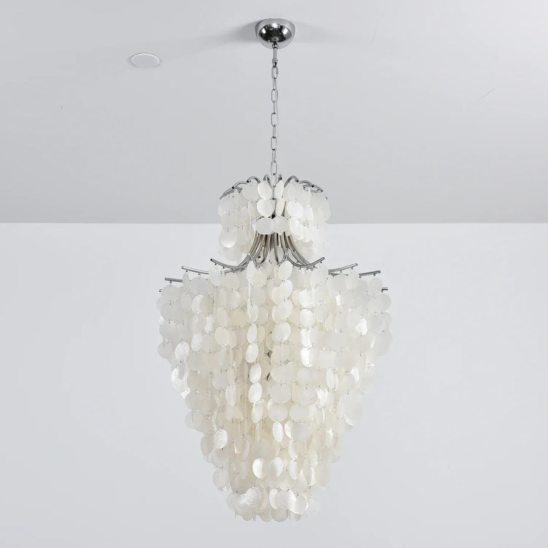 Natural Capiz Shell Tiered Chandelier