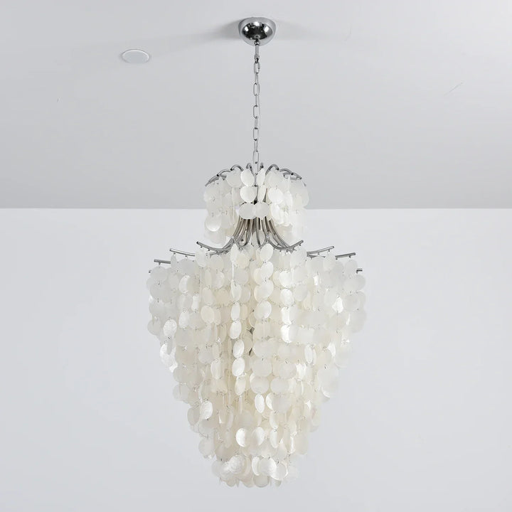 Natural Capiz Shell Tiered Chandelier