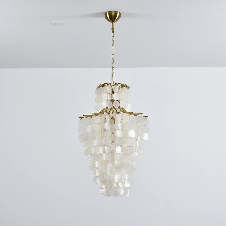 Natural Capiz Shell Tiered Chandelier