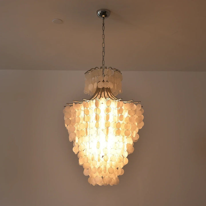 Natural Capiz Shell Tiered Chandelier