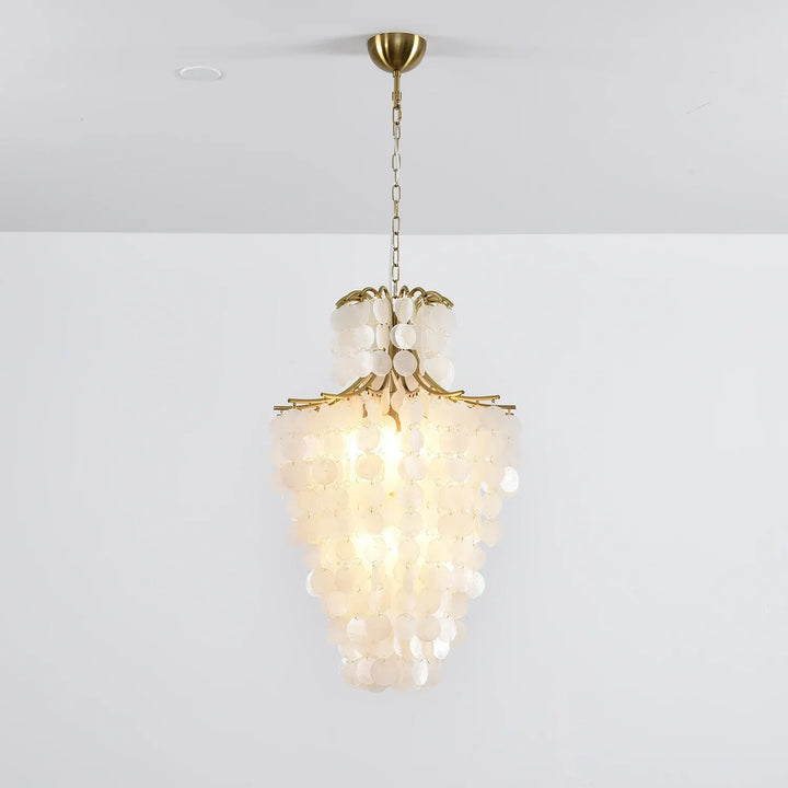 Natural Capiz Shell Tiered Chandelier