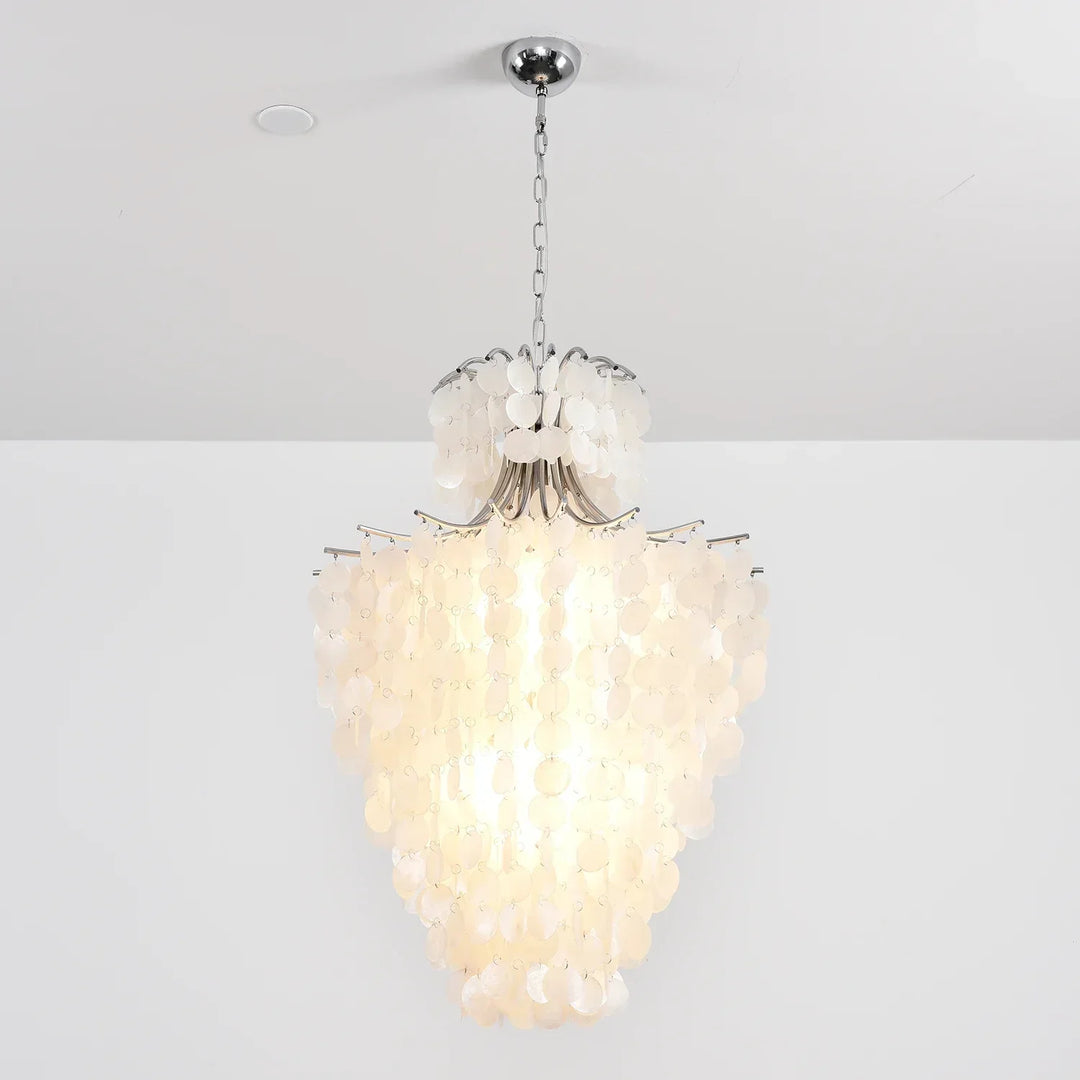 Natural Capiz Shell Tiered Chandelier