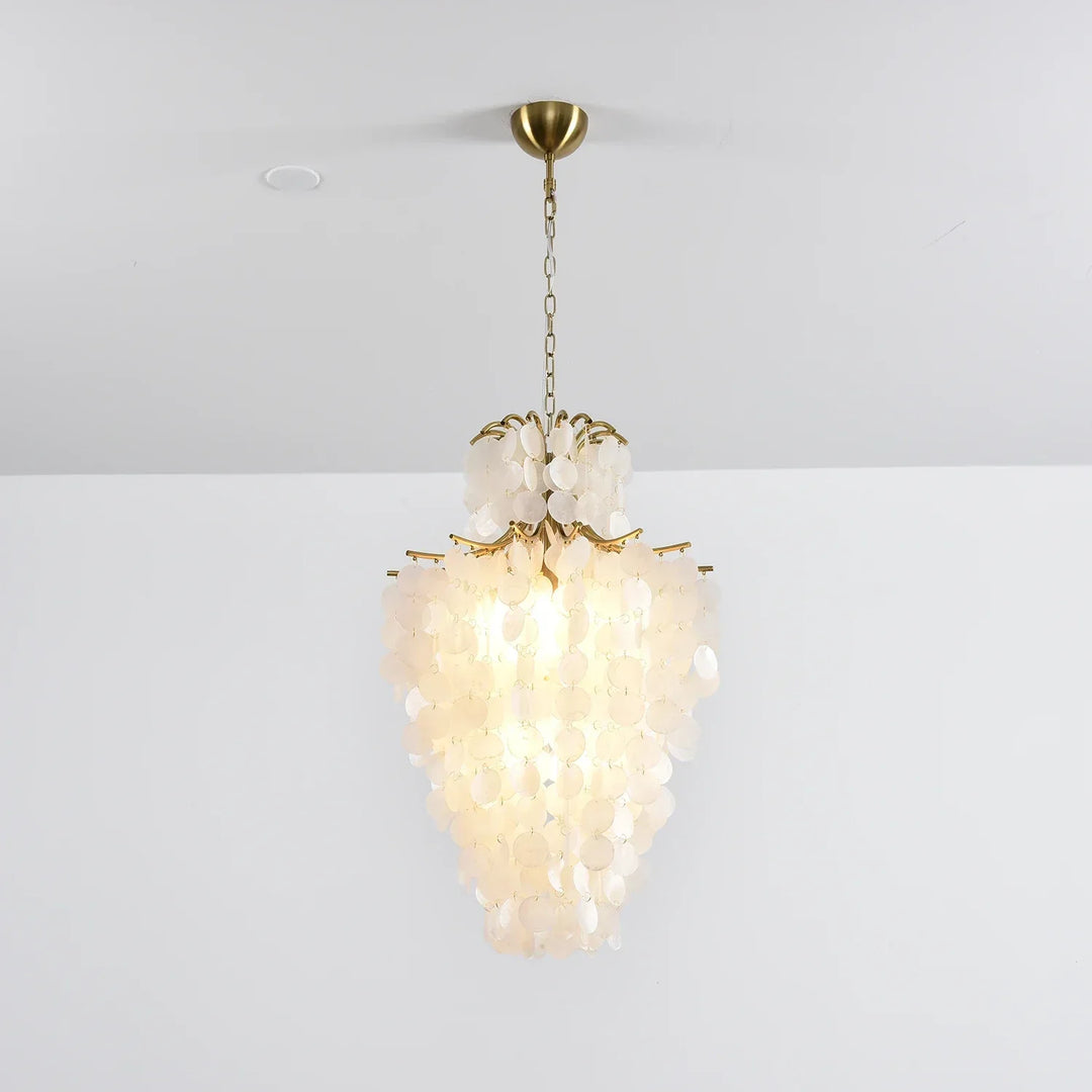 Natural Capiz Shell Tiered Chandelier