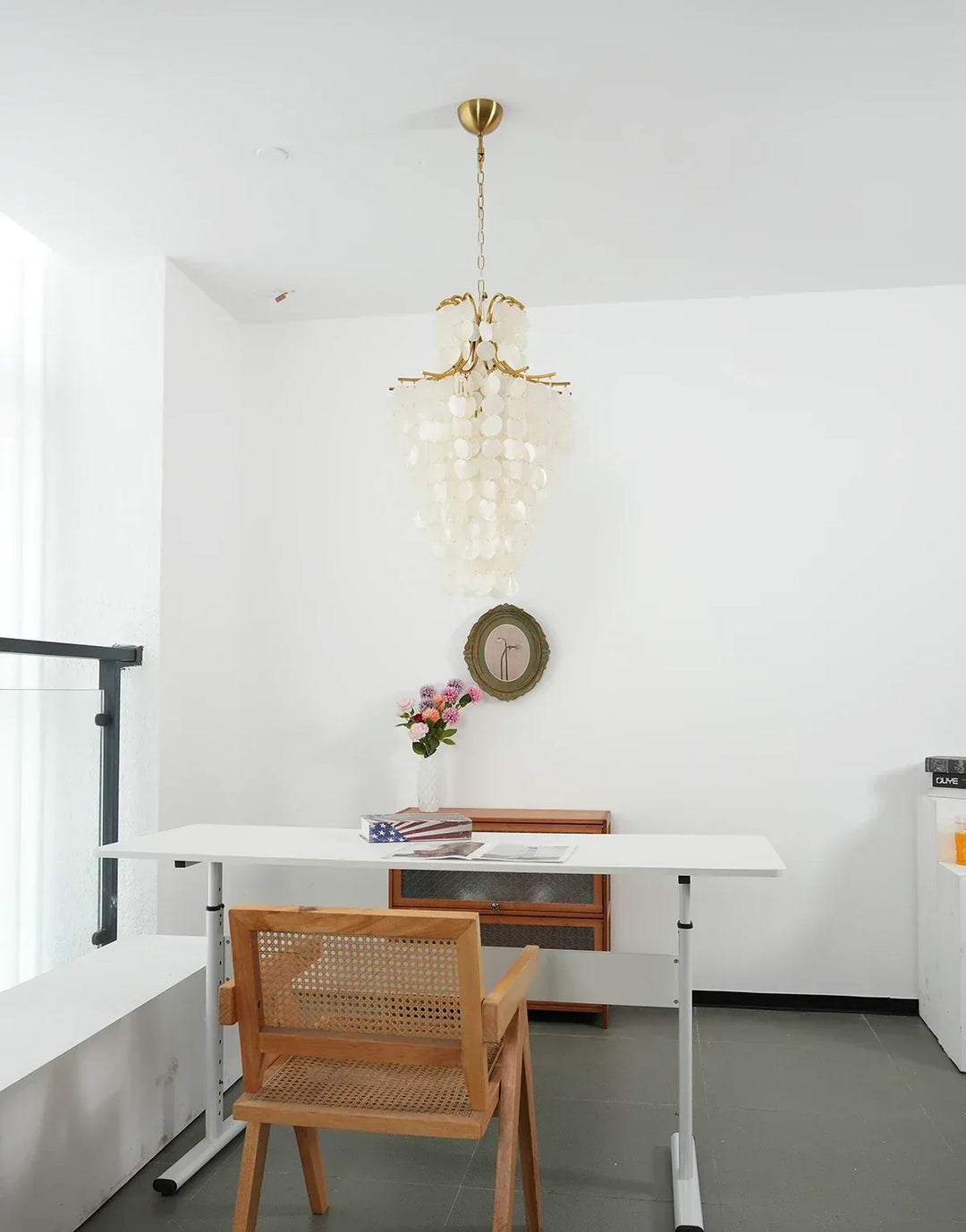 Natural Capiz Shell Tiered Chandelier