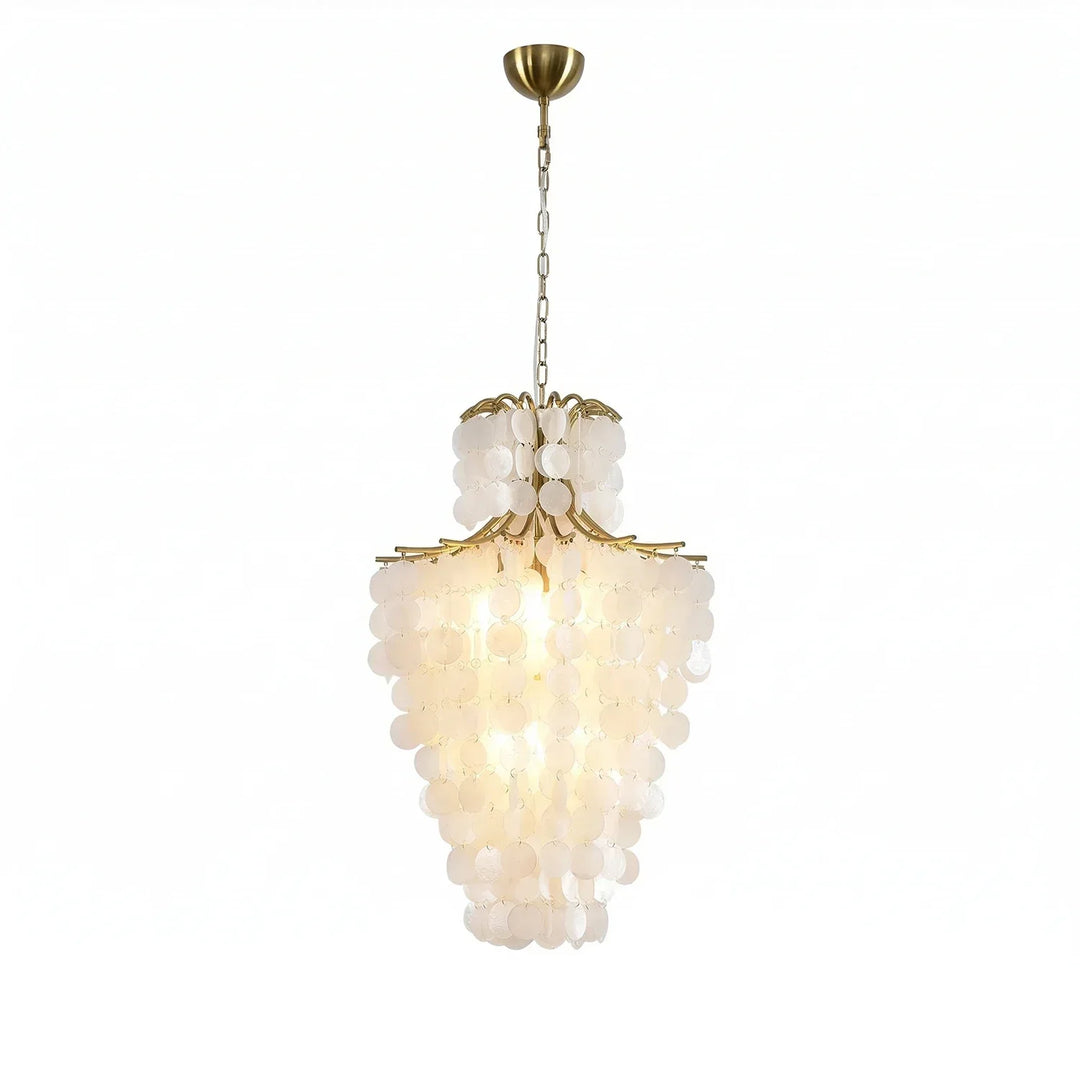 Natural Capiz Shell Tiered Chandelier