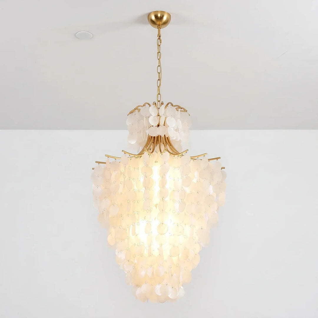 Natural Capiz Shell Tiered Chandelier