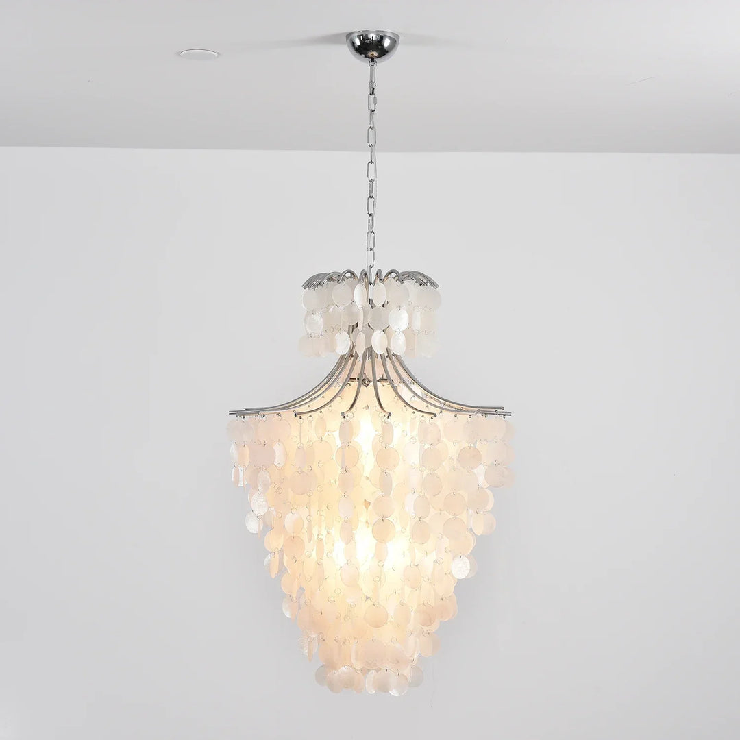 Natural Capiz Shell Tiered Chandelier