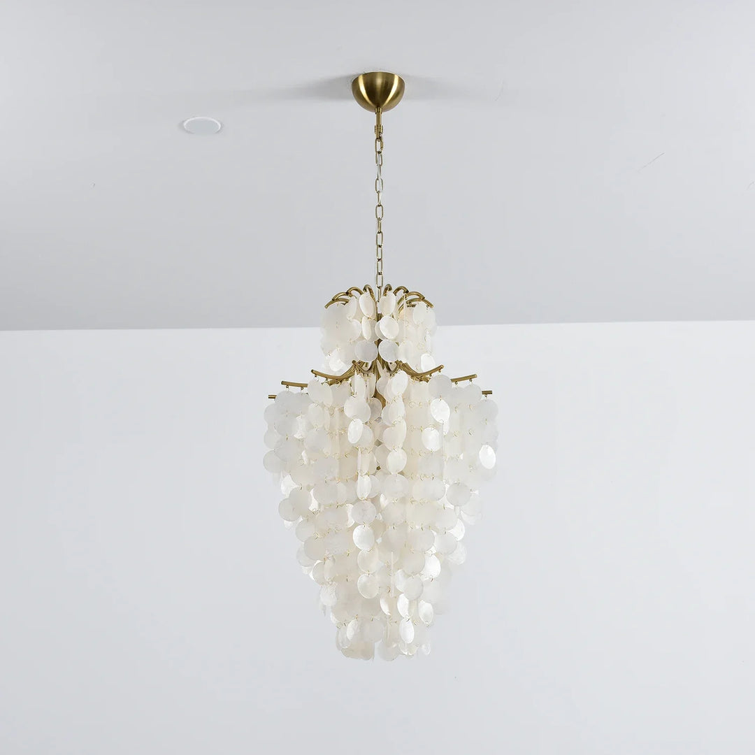 Natural Capiz Shell Tiered Chandelier
