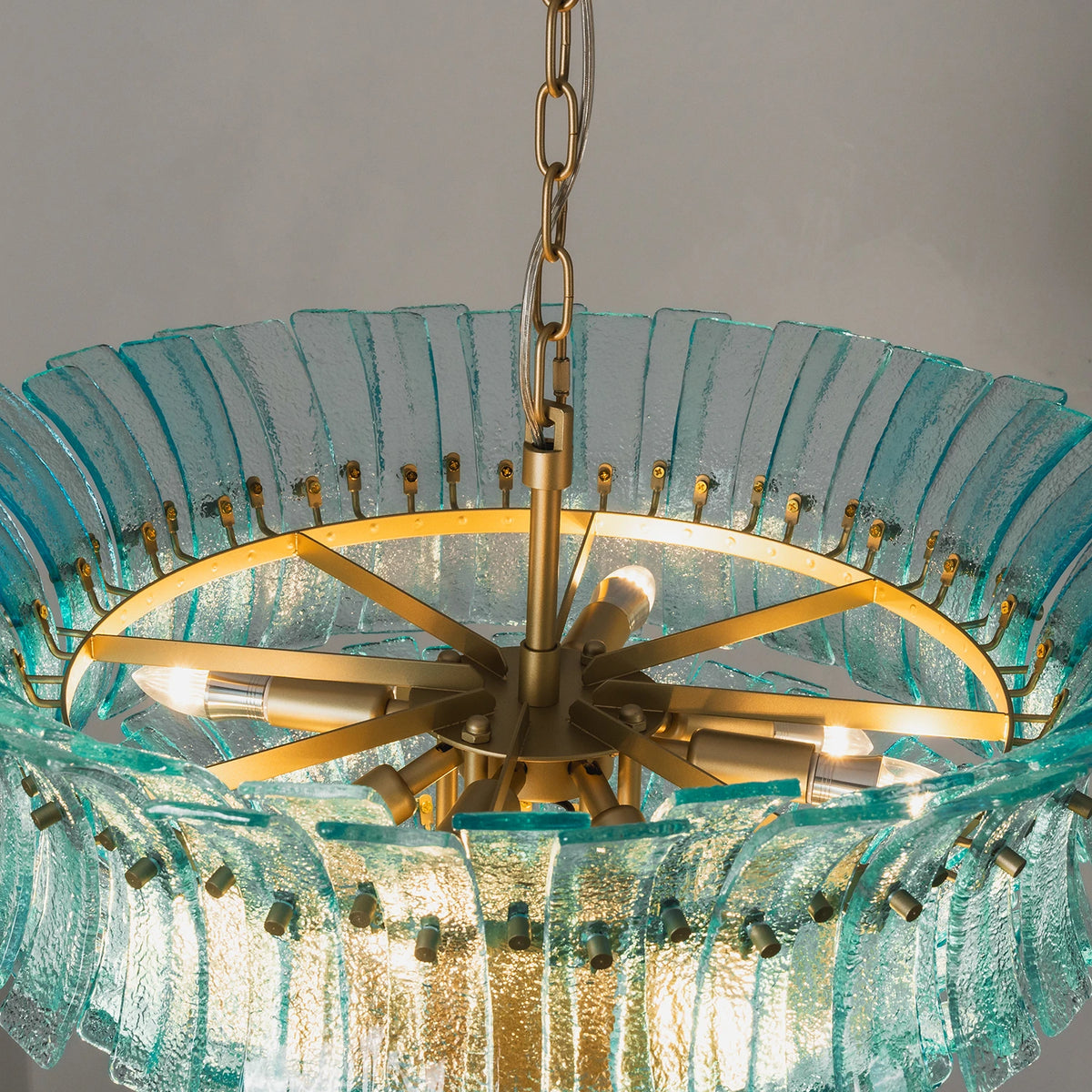 Ondine Ribbed Glass Chandelier detail
