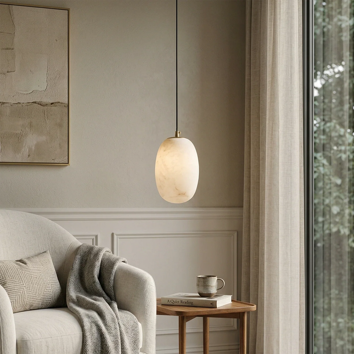 Oval Alabaster Pendant Light - view 5 | Woorglamp