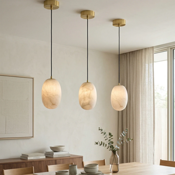 Oval Alabaster Pendant Light - view 11 | Woorglamp