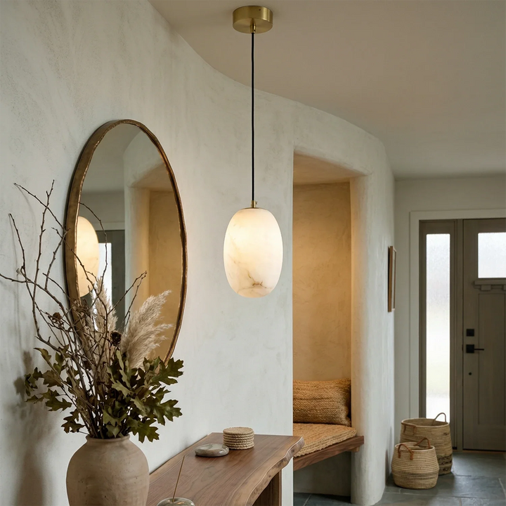 Oval Alabaster Pendant Light - view 7 | Woorglamp
