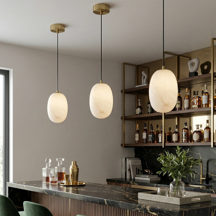 Oval Alabaster Pendant Light - view 10 | Woorglamp