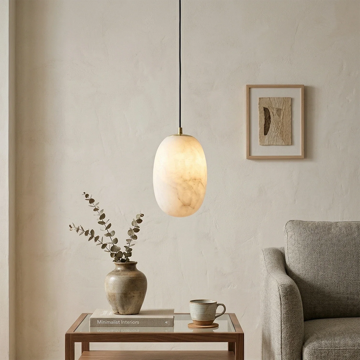 Oval Alabaster Pendant Light - view 4 | Woorglamp