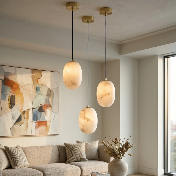 Oval Alabaster Pendant Light - view 13 | Woorglamp