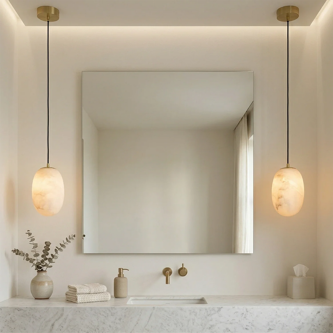 Oval Alabaster Pendant Light - view 8 | Woorglamp