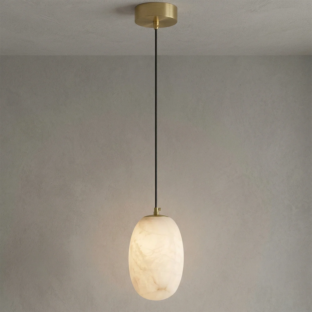Oval Alabaster Pendant Light - view 3 | Woorglamp