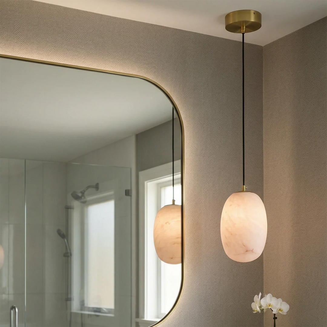 Oval Alabaster Pendant Light - view 6 | Woorglamp