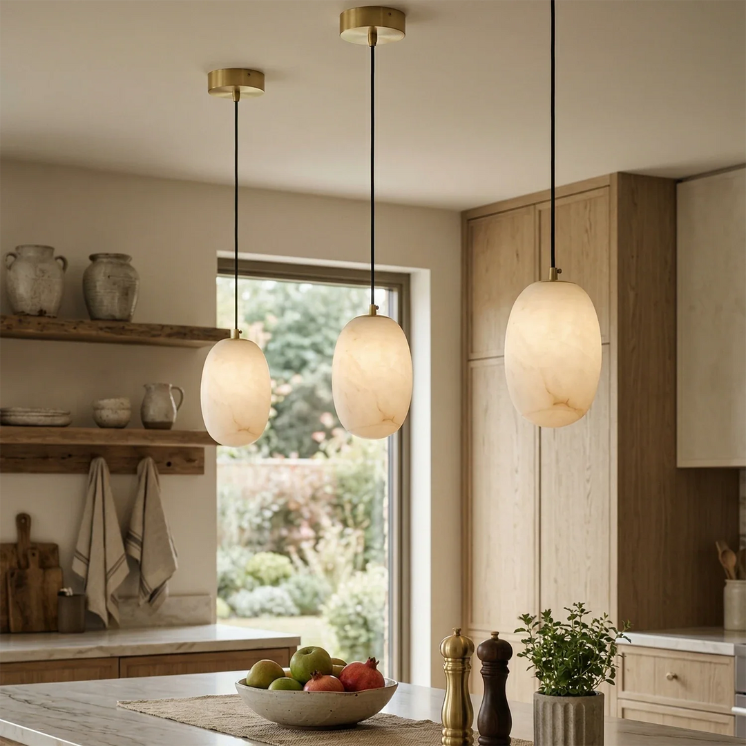 Oval Alabaster Pendant Light - view 12 | Woorglamp